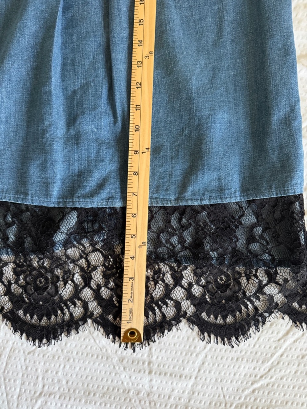 Seven7 chambray Light Blue Button-Down Shirt with Black Lace Trim - Picture 9 of 9